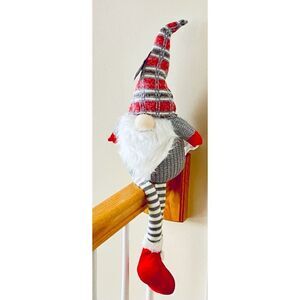 Gnome Christmas Decor Gray Red Weighted NWT